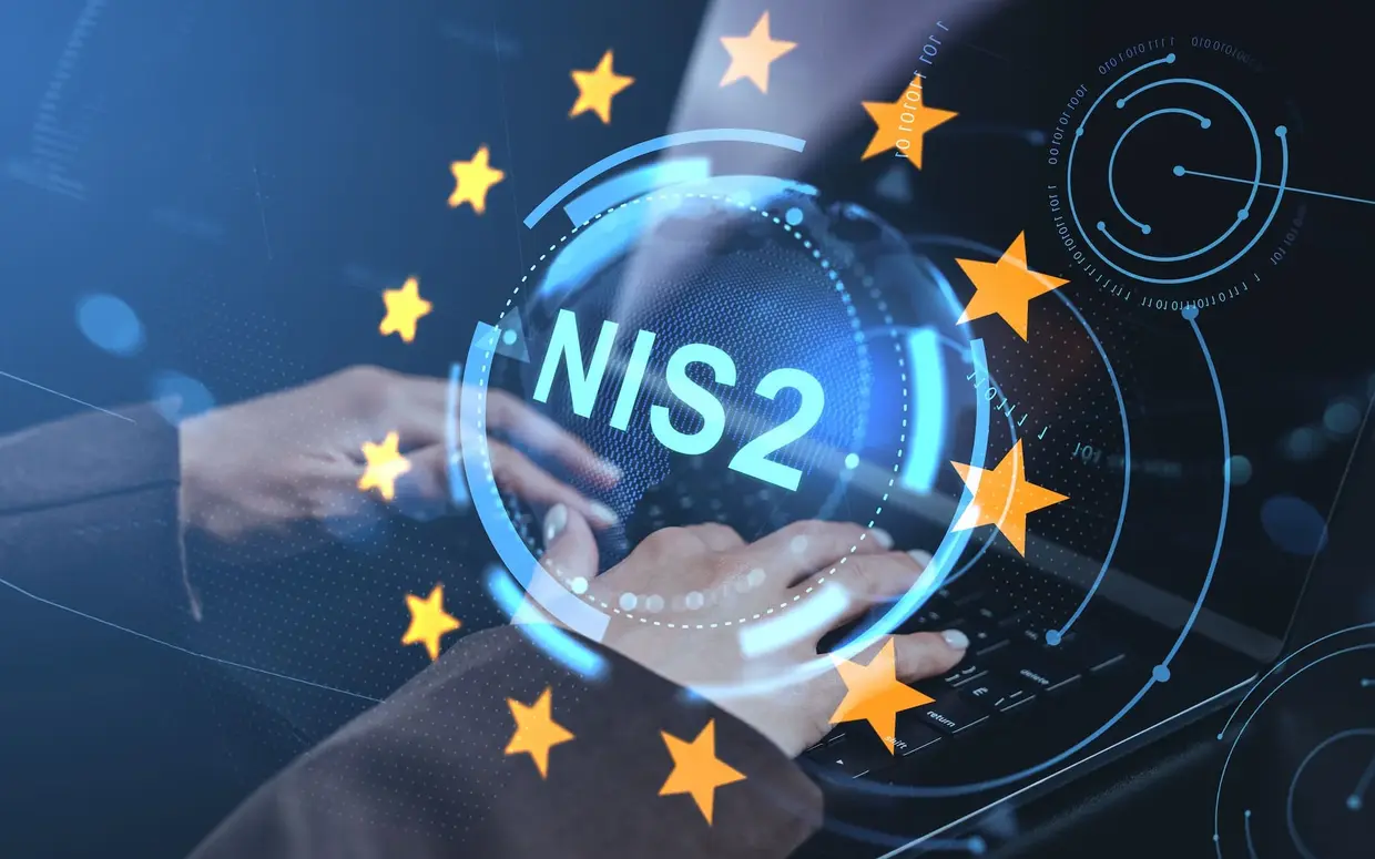 Grafische Darstellung der NIS2-Richtlinie der Europäischen Union.